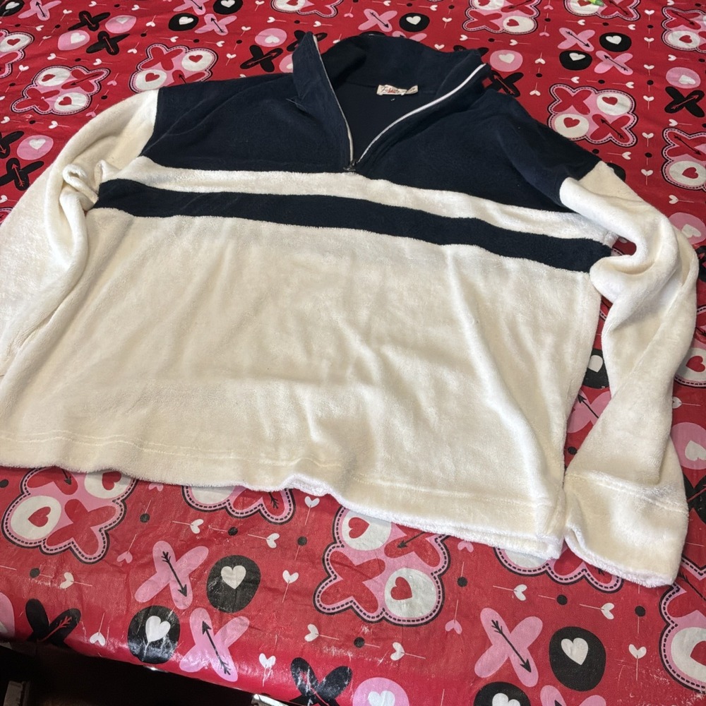 Vintage Faherty Terry Cloth Long Sleeve 1/4 Zip Nautical Sweater Size‎ Small